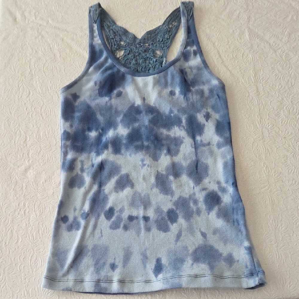 Yuka Tie Dye Tank Lace and Beaded Back Motif